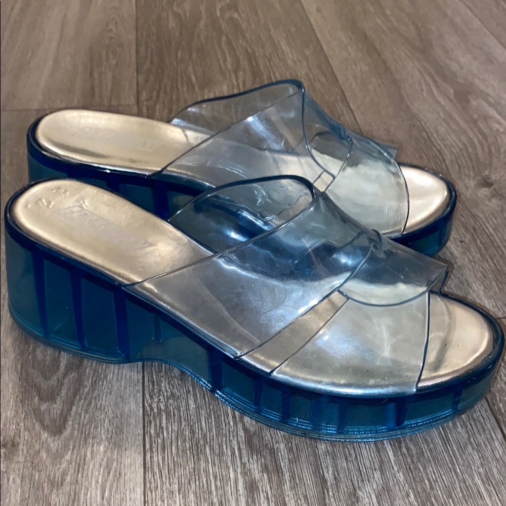 Jeffrey Campbell Blue Jelly Platform Sandals Size 8